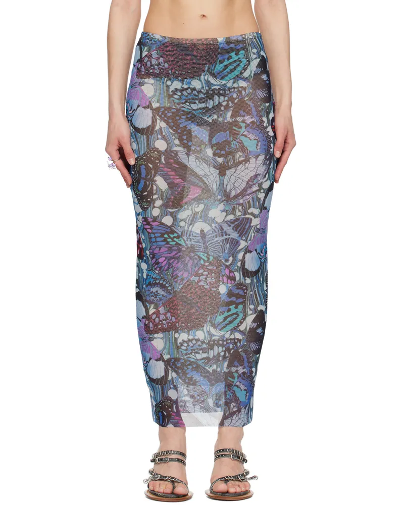 Jean Paul Gaultier Blue Butterfly Maxi Skirt 5090