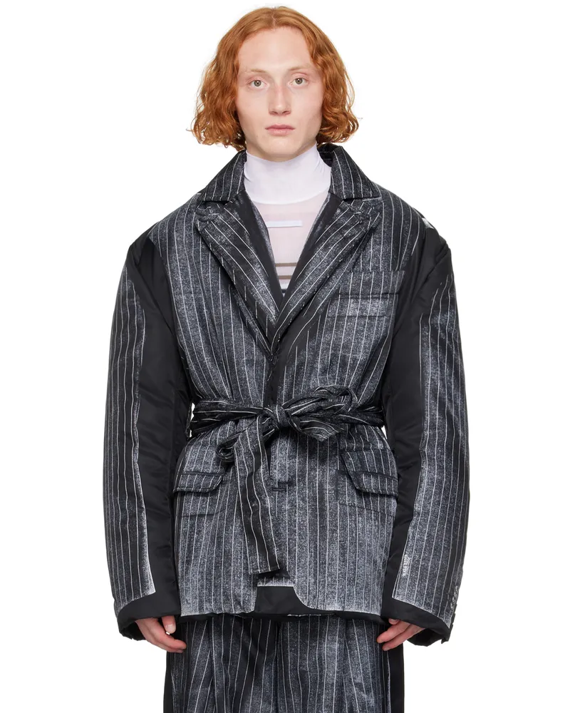 Jean Paul Gaultier Black 'The Trompe-L'œil' Padded Coat 0001-black