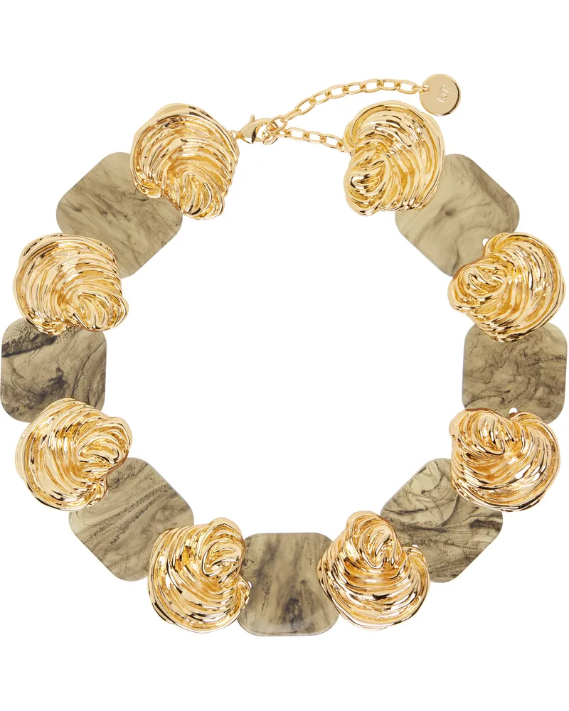RECTO Gold & Brown Ibiza Formica Bold Necklace Gold
