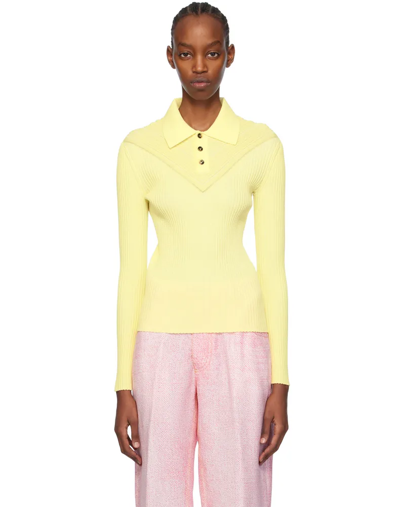 Bottega Veneta Yellow Paneled Polo 7077-pineapple-chalk