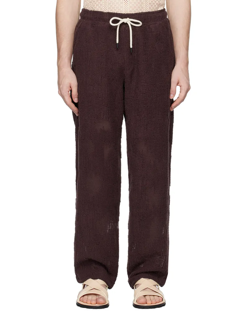 OAS Burgundy Ayora Crochet Sweatpants Grot