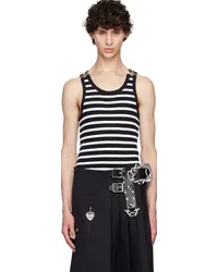 Jean Paul Gaultier Black & White 'The Strapped Marinière' Tank Top 0001-black