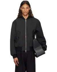 Dries van Noten Black Padded Bomber Jacket Black