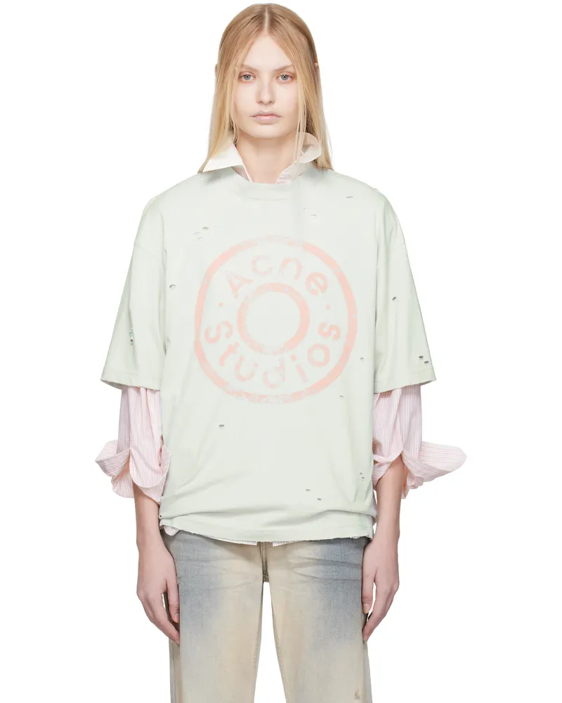 Acne Studios Blue Relaxed Fit Logo T-shirt Aqh