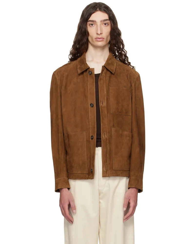 HUGO BOSS Brown Regular-Fit Nappalan Suede Jacket 217-medium