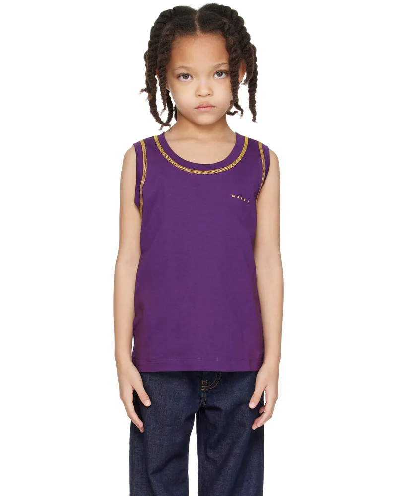 Marni Kids Purple Printed-Logo Tank Top 0m609