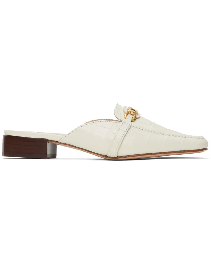 Tom Ford White Stamped Crocodile Slippers 1w018