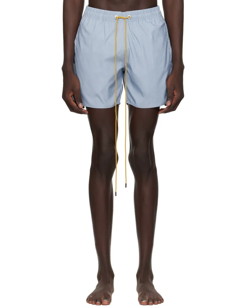 RHUDE Blue Embroidered Swim Shorts Blue