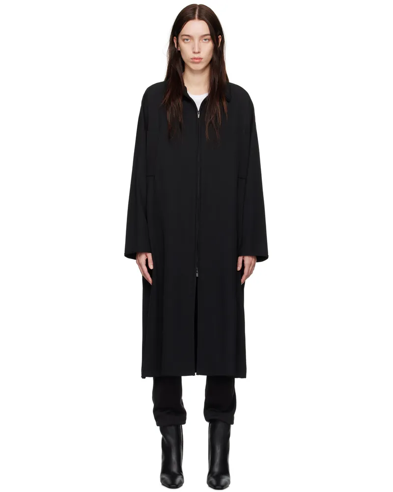 Fear of God Black Wool High Neck Trench Coat Black