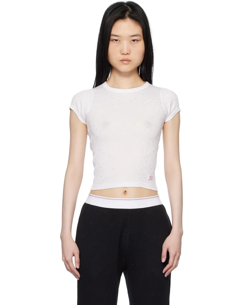Alexander Wang White Crystal Hotfix Short Sleeve T-shirt White
