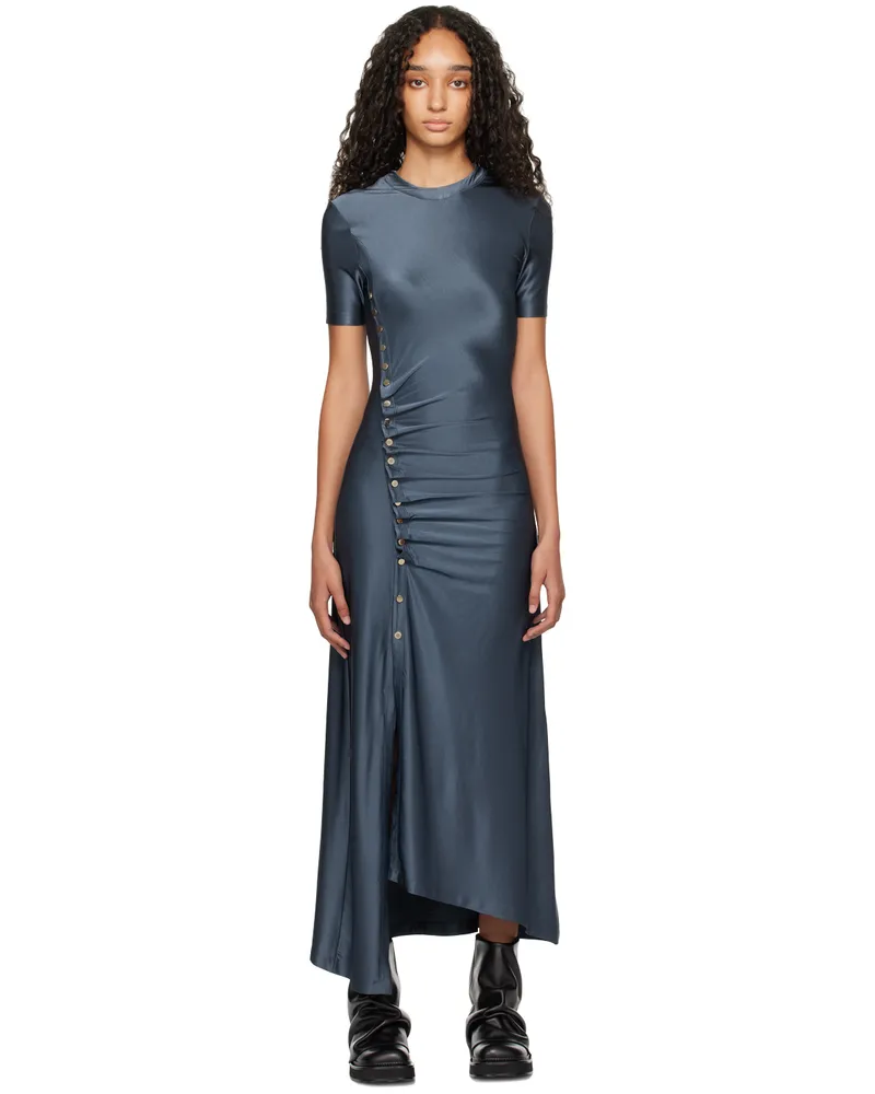 Paco Rabanne Gray Long Gathered Midi Dress P092
