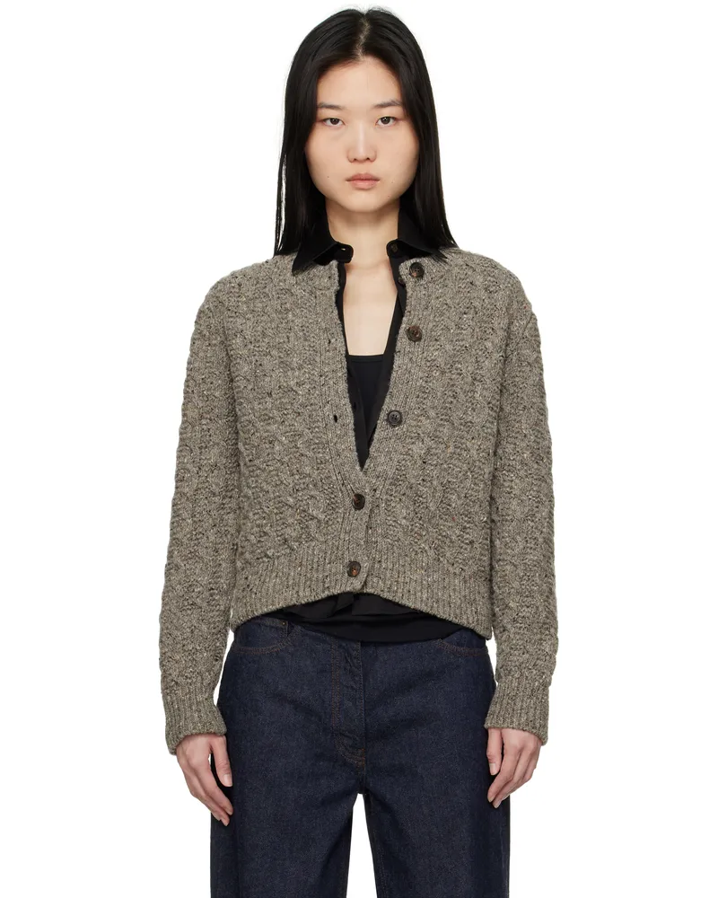 &Daughter Gray Donegal Cable Crewneck Cardigan Ramor
