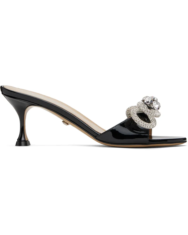 Mach & Mach Black Double Bow Patent Mules Black