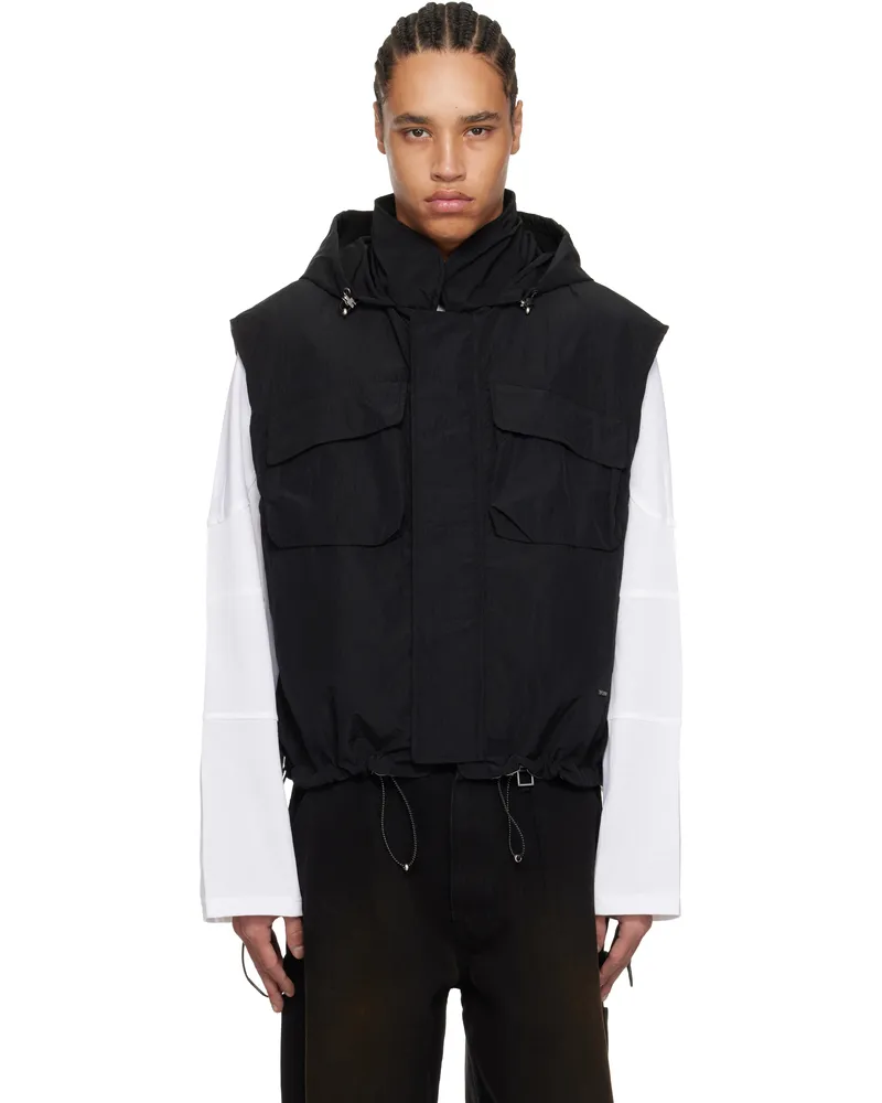 Wooyoungmi Black Nylon Technical Vest Black923b