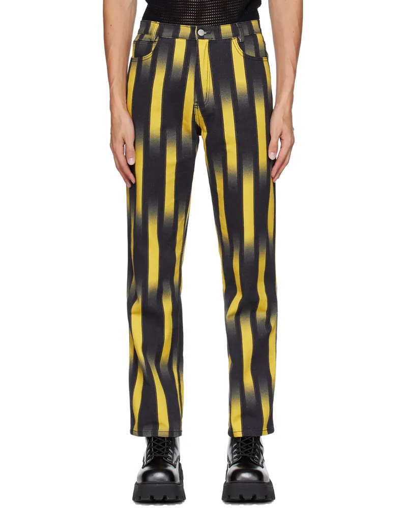 DOUBLE RAINBOUU Black & Yellow Party Jeans Ghost