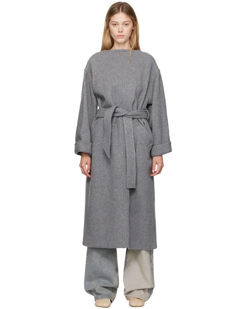 Maison Margiela Gray Belted Wool Maxi Dress 815m