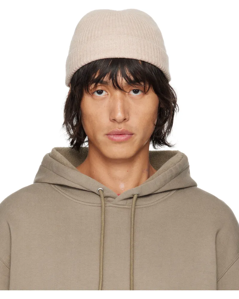 AURALEE Beige Wool Soft Cord Knit Beanie Top