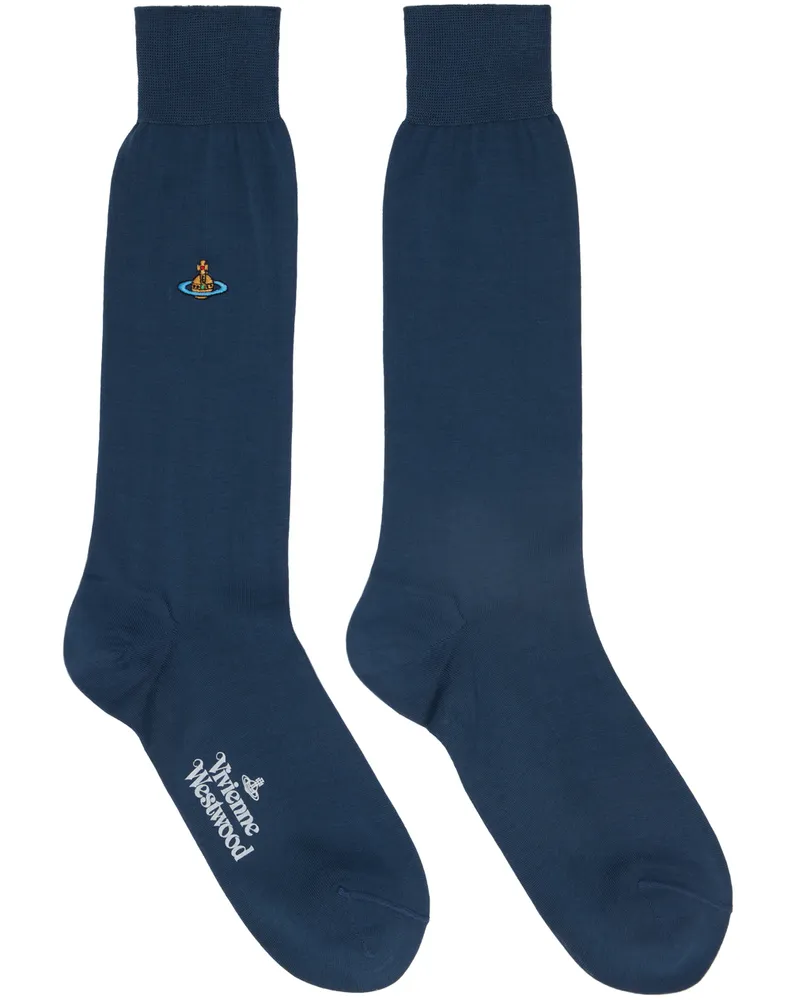 Vivienne Westwood Navy Uni Colour Plain Socks Navy