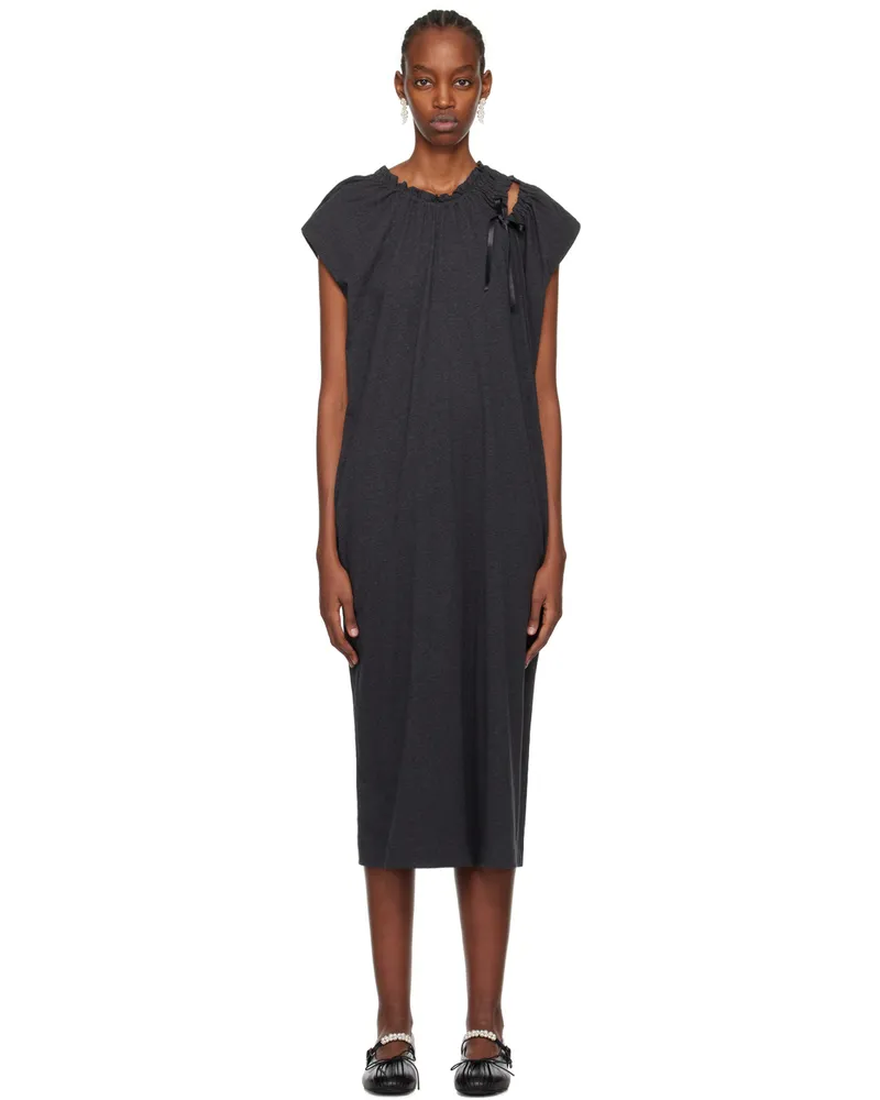 Simone Rocha Gray Shoulder Bite Midi Dress Charcoal