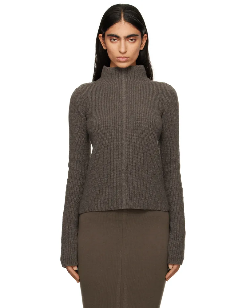 Rick Owens Gray Porterville Headon DBL Lupetto Turtleneck 34
