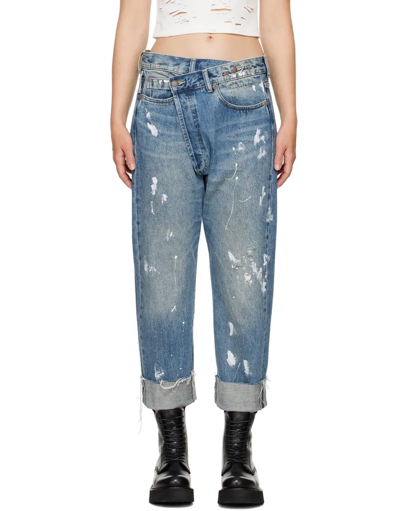 R13 SSENSE Exclusive Blue Crossover Jeans Dark