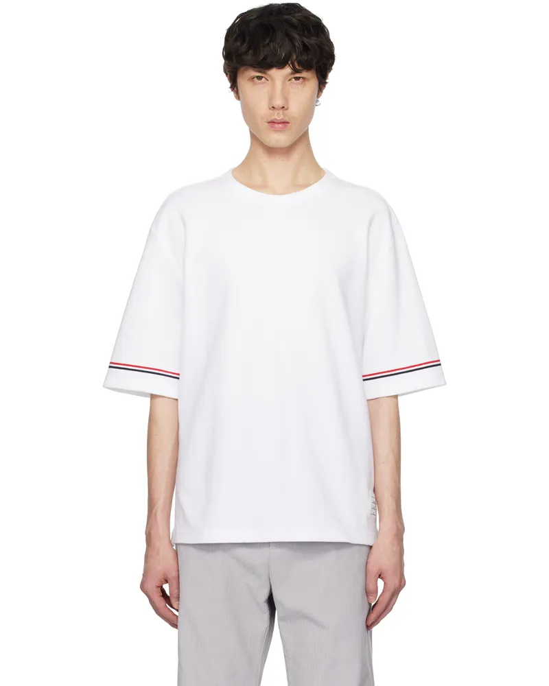 Thom Browne White Cotton Rugby Short Sleeve T-shirt 100