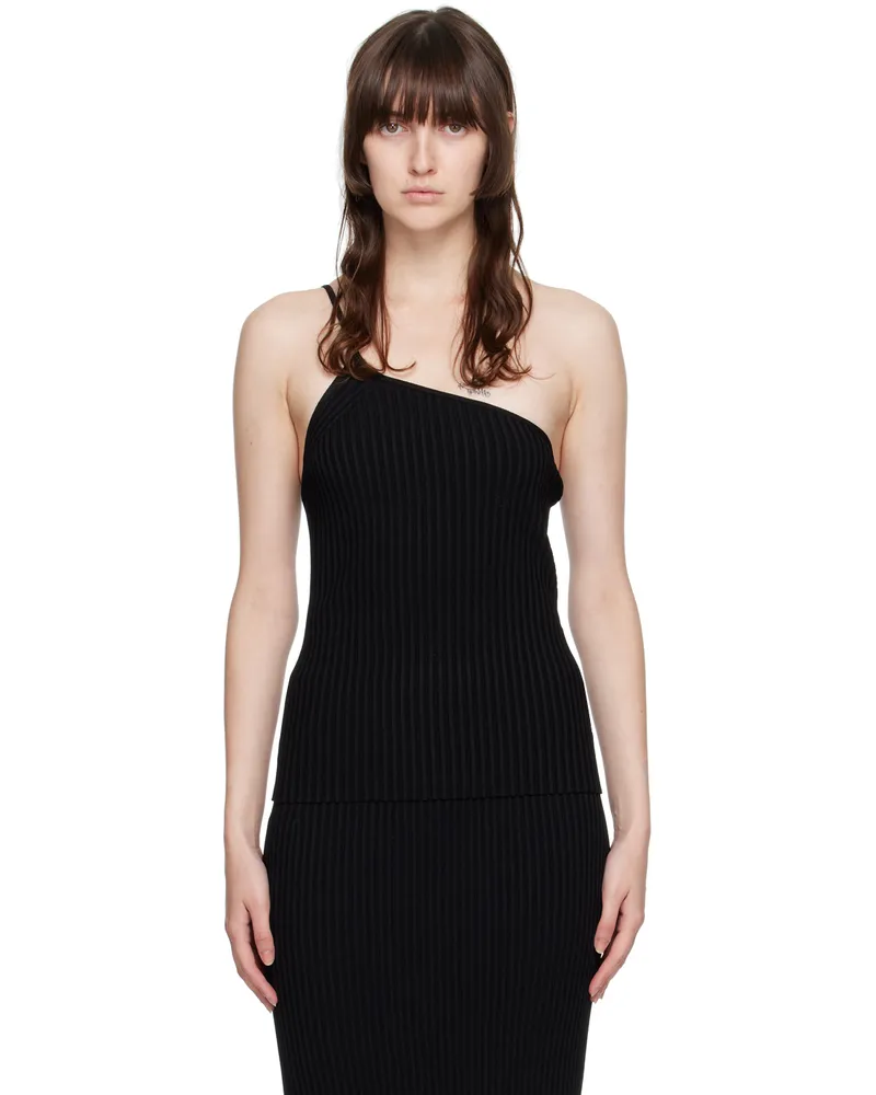 Helmut Lang Black One-Shoulder Tank Top 014