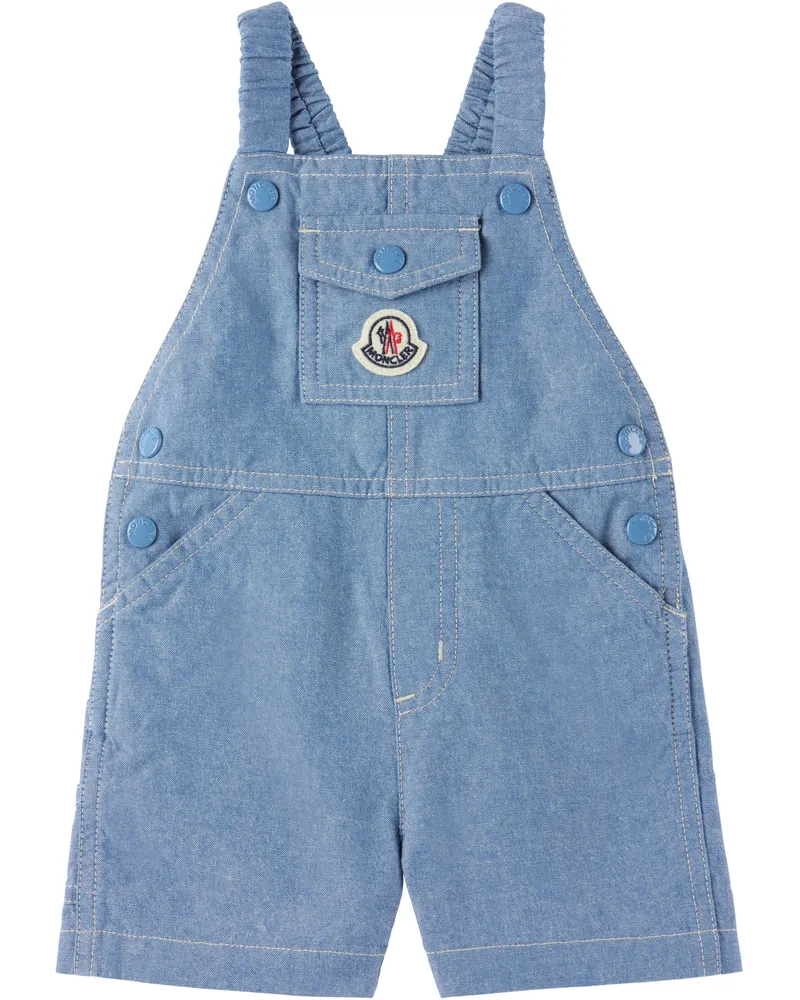 Moncler Baby Blue Cotton Chambray Denim Overalls 715