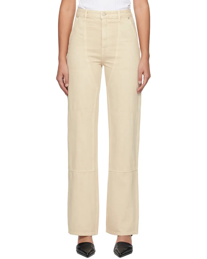 Helmut Lang Beige Paneled Jeans Ecru