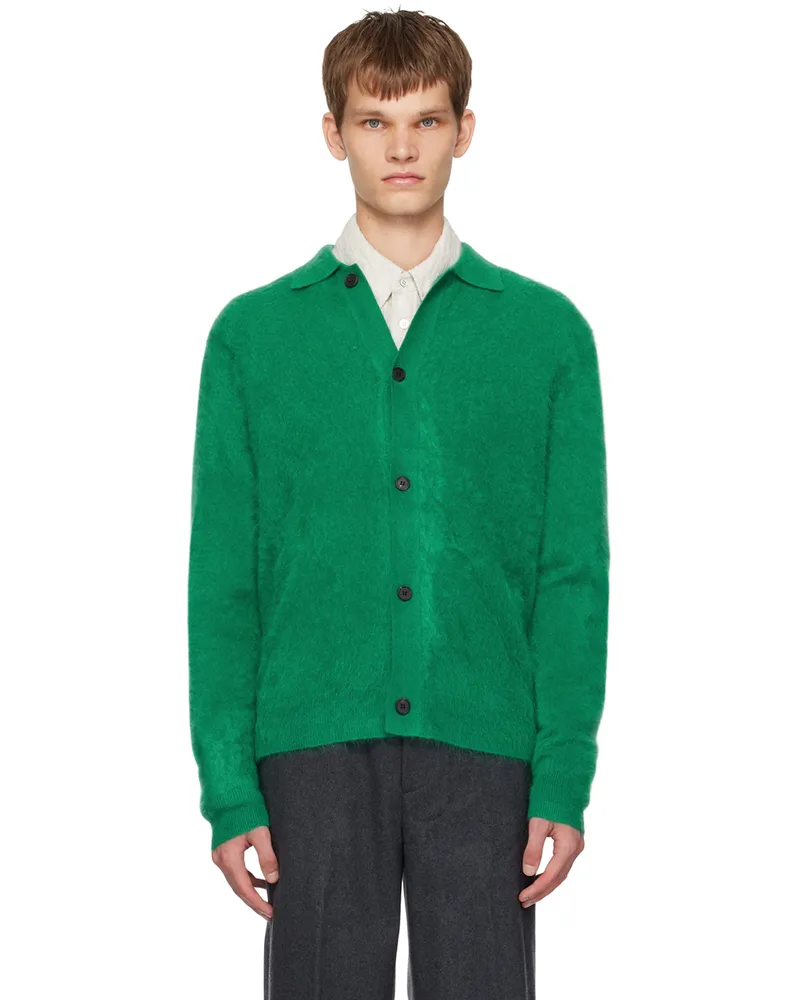 SOLID HOMME Green Spread Collar Cardigan 623f