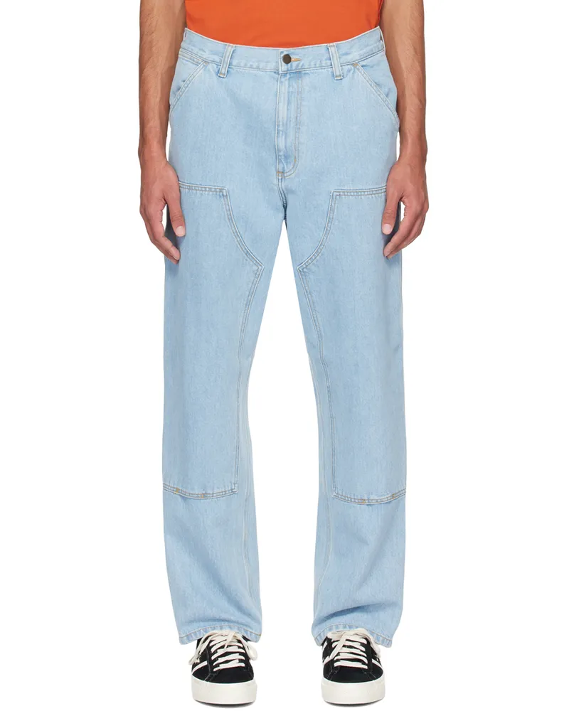 Carhartt WIP Blue Double Knee Jeans 01