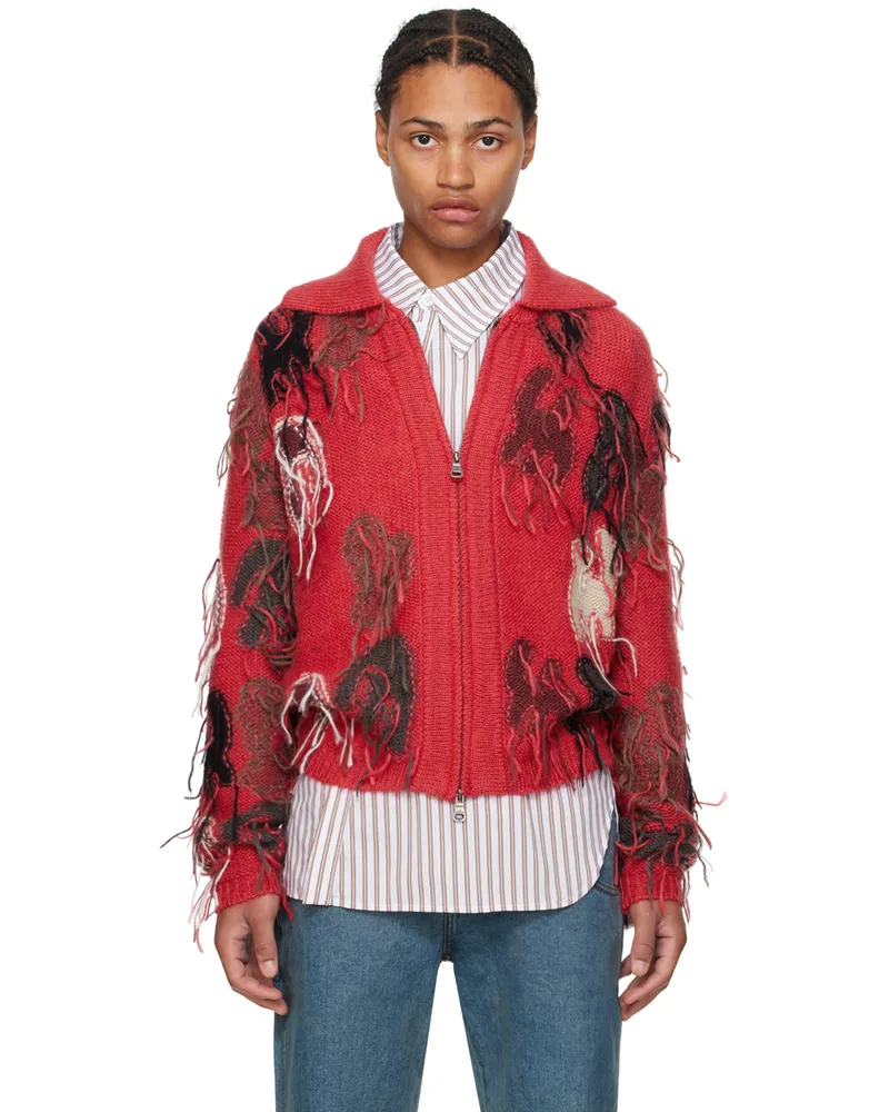 Andersson Bell Red Intarsia Rainbow Sweater Red