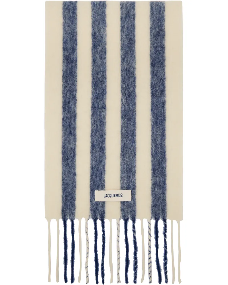 Jacquemus Off-White & Blue La Casa 'L'écharpe Carro' Scarf 1hs