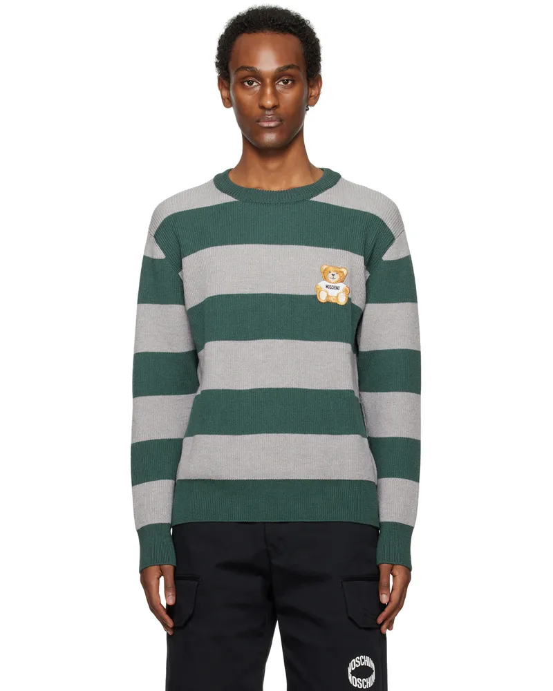 Moschino Green & Gray Teddy Patch Sweater A1441