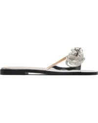 Mach & Mach Silver Double Bow Mirror 10 Sandals Silver