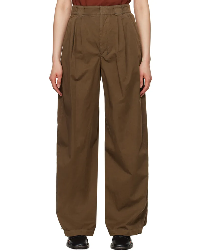 Christophe Lemaire Brown Wide-Leg Trousers Br501