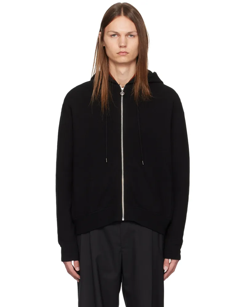 SOLID HOMME Black Knit Zip Hoodie 635b