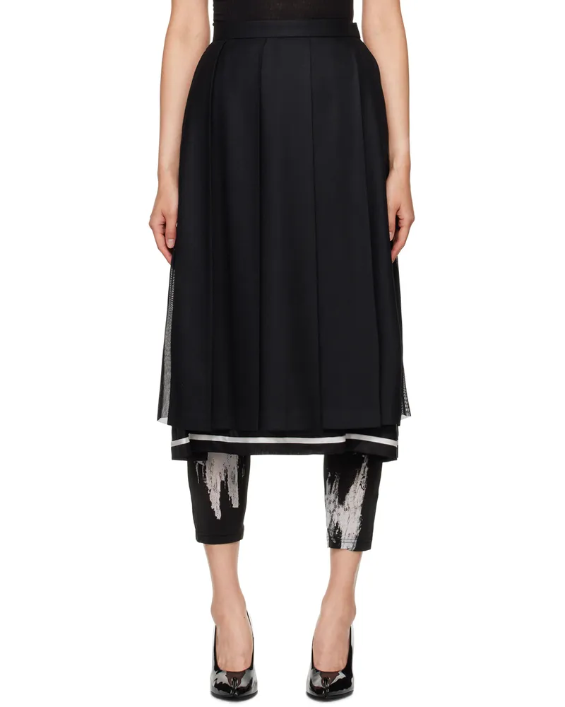 Undercover Black Pleated Midi Skirt Black