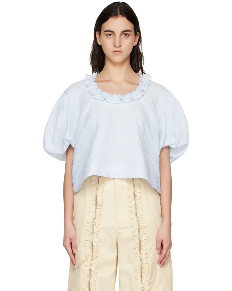 Simone Rocha Blue Puff Sleeve Blouse Pale