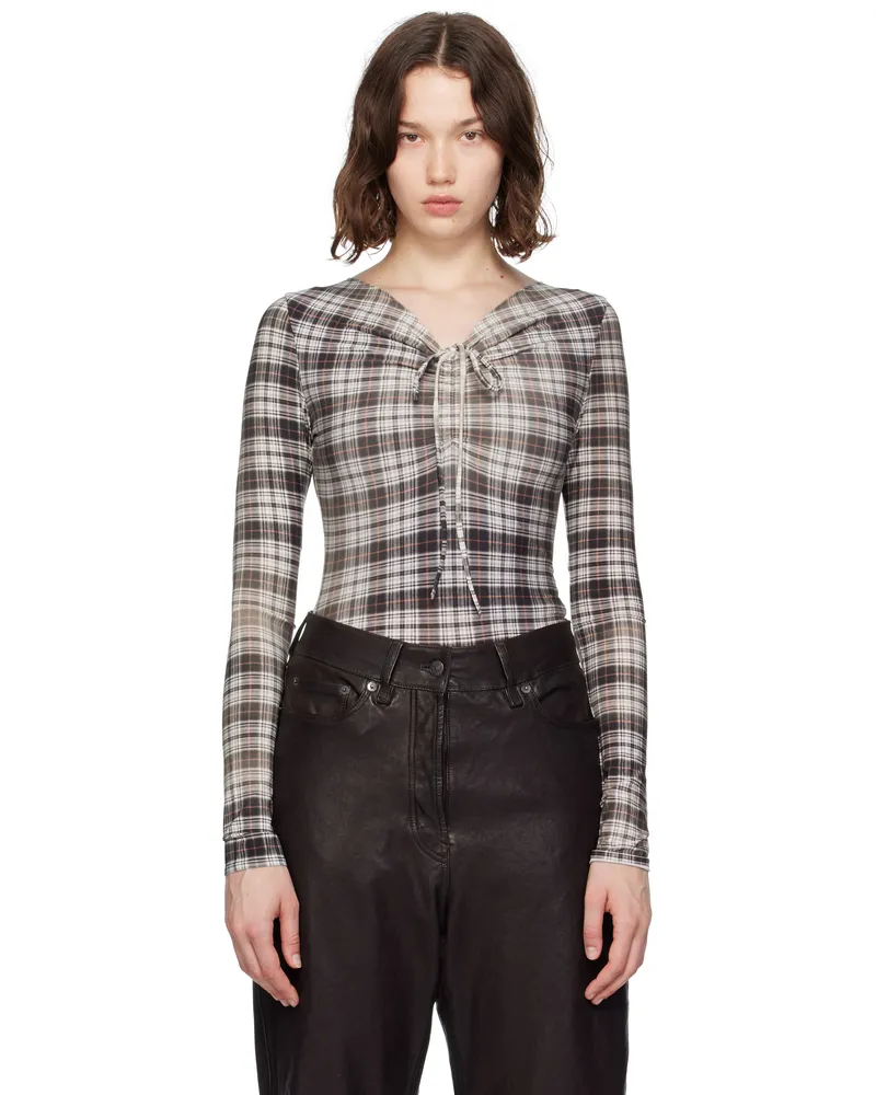 Acne Studios Black & White Faded Check T-shirt J83