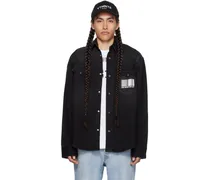 Black Barcode Denim Shirt