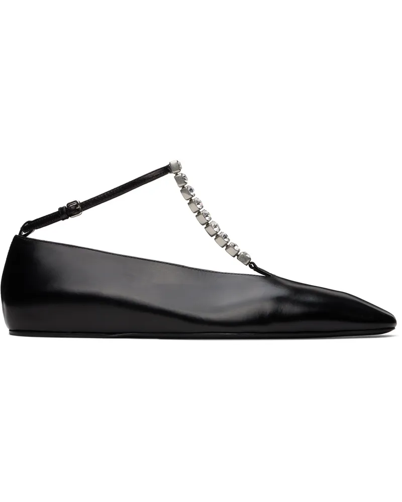Jil Sander Black Square Toe Ballerina Flats 001