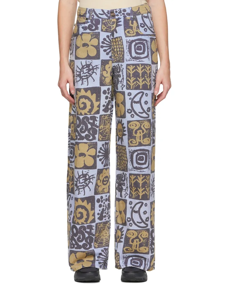 McQ Blue Print Wide-Leg Jeans 4000
