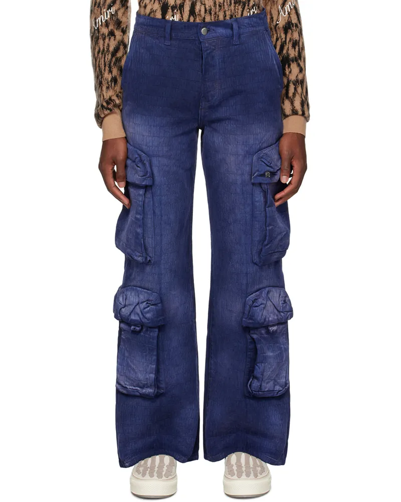 Amiri Blue Jacquard Cargo Pants Blue