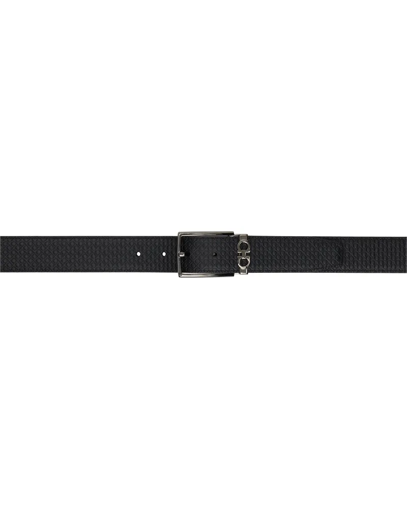 Ferragamo Black Reversible Gancini Belt Nero