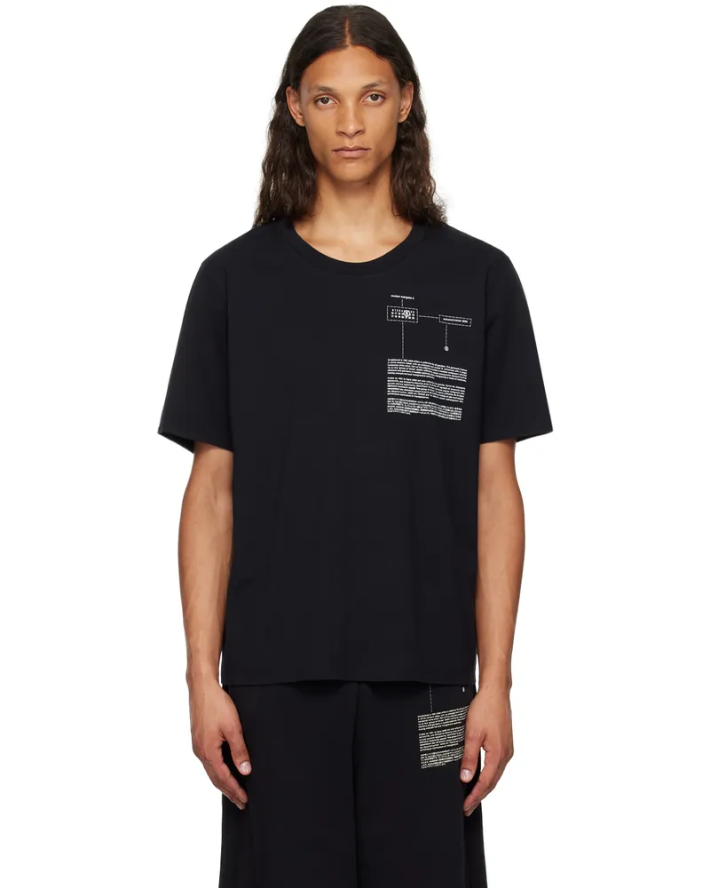 Maison Margiela Black Printed-Logo T-Shirt 900