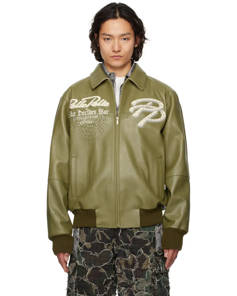 WHO DECIDES WAR Khaki Pelle Pelle Edition 'Greatest Of All Time' Leather Jacket Olive