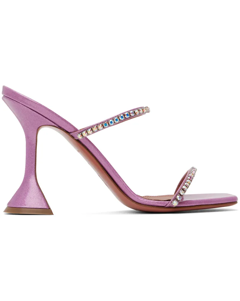 Amina Muaddi Pink Gilda Slipper Heeled Sandals Pink