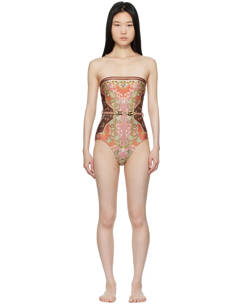 Zimmermann Multicolor Wylie Belted Bandeau Swimsuit Rumut