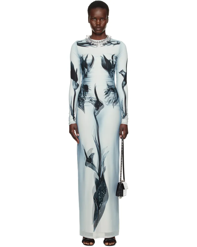 Jean Paul Gaultier Gray & Black 'The Flower Body Morphing Marinière' Maxi Dress 010200